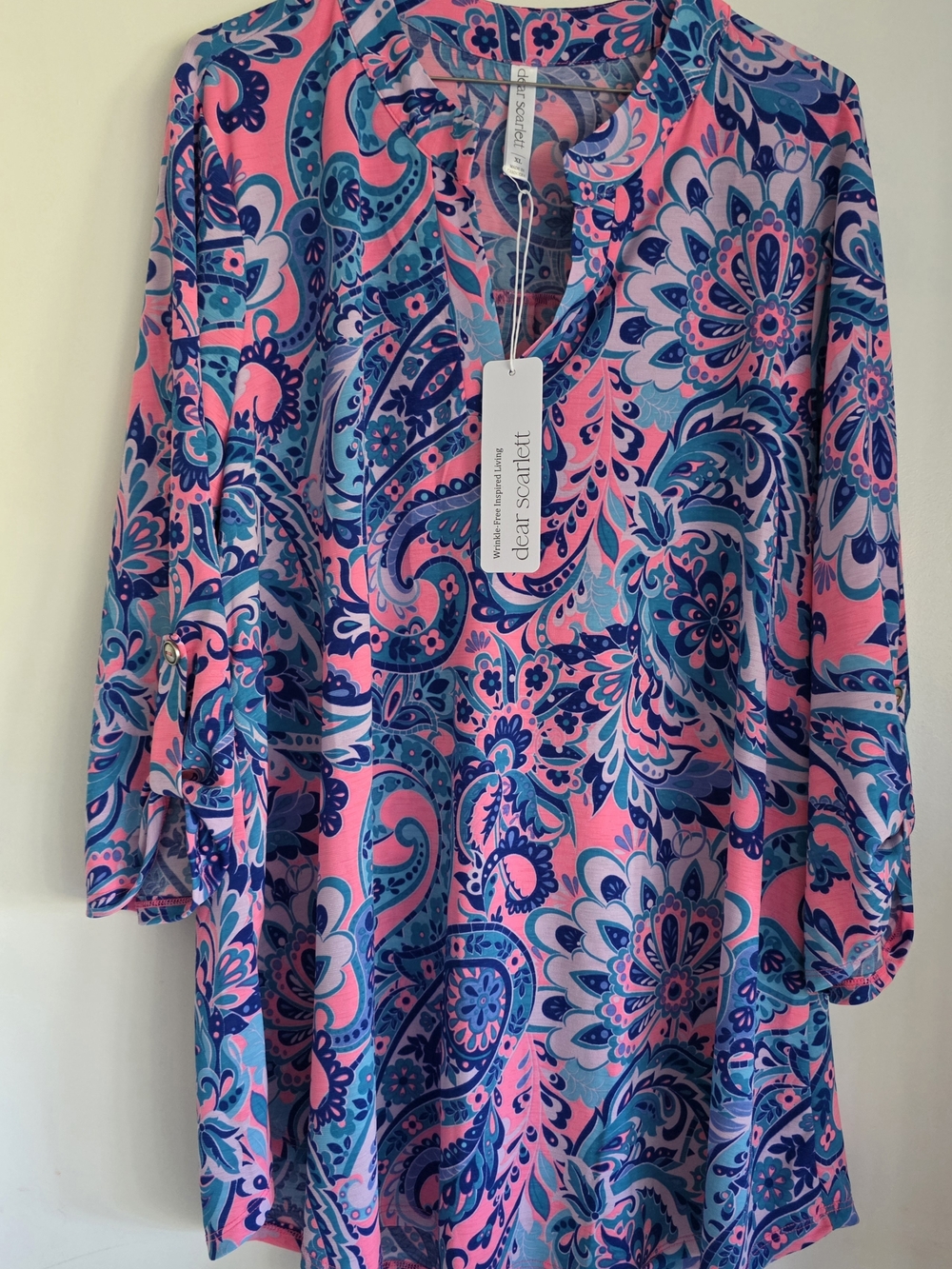 Dear Scarlett Pink and Blue Paisley Blouse XL